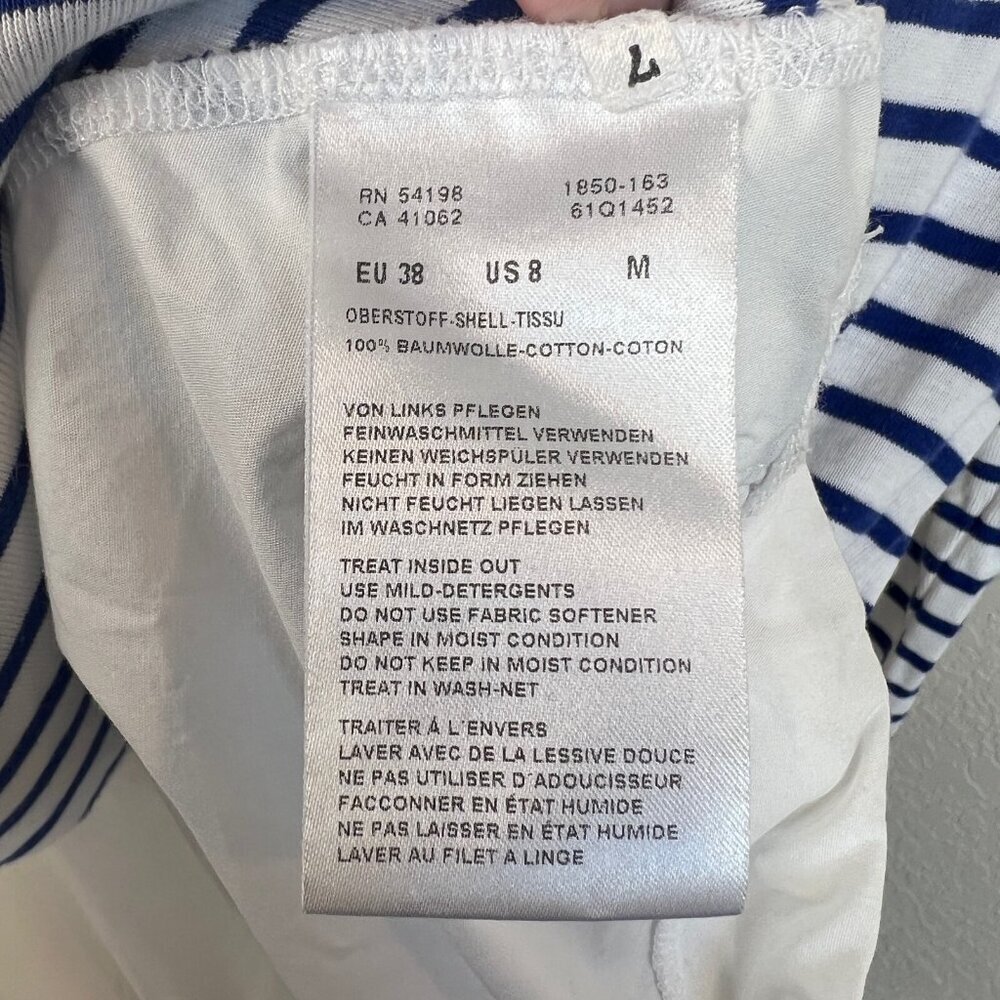 Bogner Size 8 M Top Blue White Striped Long Sleeve Sequined Pocket Casual - Picture 11 of 12
